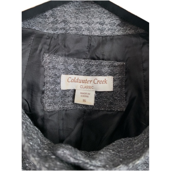 Coldwater Creek Women's Gray Blazer Size 16 Damask Fabric Faux Pockets - Picture 2 of 6